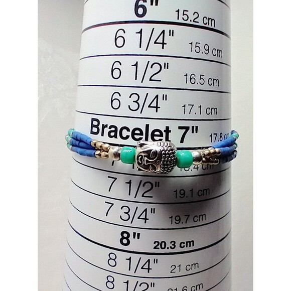 Tibetan Turquoise & Lapis Bracelet w/Buddha Head Sz 7" - Picture 10 of 10